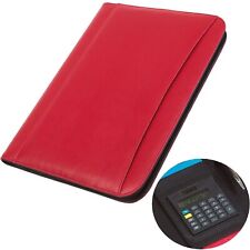 Schreibmappe A4 Kunstleder Konferenzmappe Schreibblock, Taschenrechner 34x26 Rot