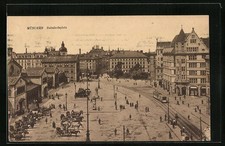 München, Ansichtskarte, Bahnhofsplatz mit Strassenbahn 