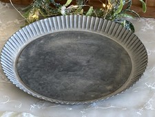 Shabby Tablett Schale Kerzenteller Backform Backblech, Metall  Zink Grau, 25 cm