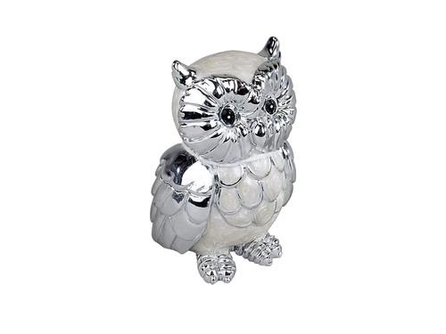 Eule pearl silber kunststein - eule,