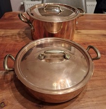 2 x Kochtopf Mauviel Kupfer Fleischtopf mit Deckel 24 cm Kupfertopf 3 u. 6 Liter