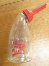 VINTAGE 1940 50er LUCAS BATTERIEFÜLLER Glasflasche 19,5 cm hoch