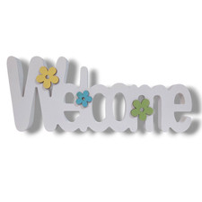 Welcome Deko Schriftzug  aus Holz Wohndeko Willkommen Holz-Aufsteller