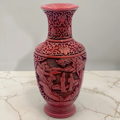 Alte china rot lack - rot, vase