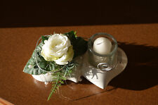Tiziano Keramik Deko 2 Herzen zusammen mit Rose und Kerze