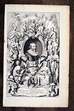 Jacob Cats 1700 Original Antique Print großes Portrait Folio Frontispiece Vader