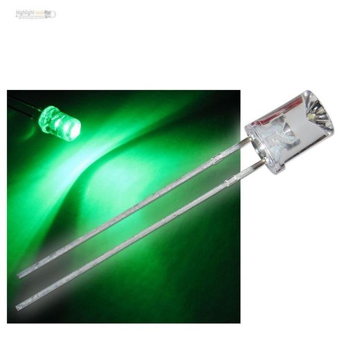 500 led 5mm konkav - 500, grün