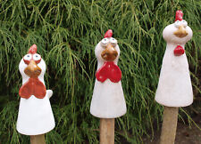 Zaunhocker Huhn Henne zur Auswahl Keramik Pfahlhocker Zauntiere Gartendeko
