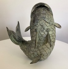 Bronze Skulptur Fisch Figur Dekoration für  Teich Brunnen Garten Terrasse Balkon