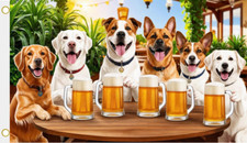 Fahne Flagge Hunde im Biergarten 90 x 150 cm Hissfahne