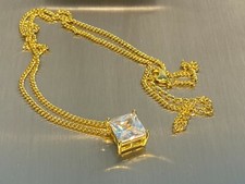 Modeschmuck Collier Kette ca 44+5 cm  mit Zirkonia Anhänger ca 9 mm 