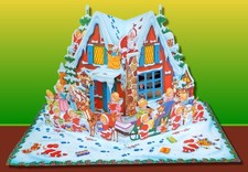 Alter Adventskalender ★ aufstellbares Weihnachthaus ★ Pop-Up ★ Nostalgie 1950er!