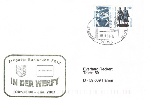 Schiffspost fregatte karlsruhe - schiffspost,