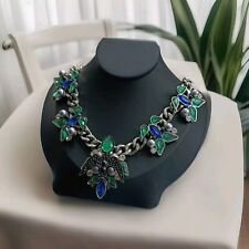 Panzer Kette Schwalbe/Vogel Schwarz/Blau/Grün Modeschmuck