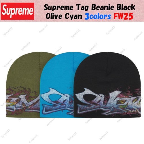 Supreme tag beanie black - tag,