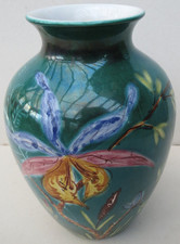 original Ulmer Keramik Vase / Blumenvase mit floralem Design (20,5 cm hoch)