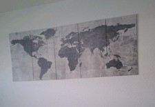 murando - Wandbilder XXL Weltkarte 225x90cm 5 tlg - Farbe grau/beton