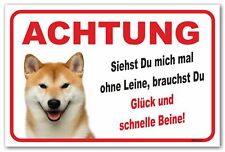 AdriLeo Schild - Vorsicht Shiba Inu - Ohne Leine - Achtung Hund Wachhund