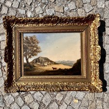 Romantiker Idylle mit Schäfer im Stuckrahmen 1. Hälfte 19. Jahrhundert