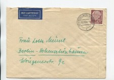 Bund Brief EF Mi 186 x W Heuss Heidelberg Rohrbach 07.10.54 Luftpost Berlin