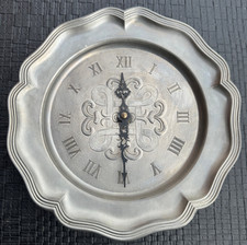 Antiker Zinn Wanduhr mit Junghand Quartz W 756 Uhrwerk ca. 22,8 cm Durchmesser