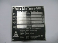 Tempo Typenschild Schild S62 Vidal Sohn Dreirad A E 200 400 600 Vorkrieg B-Ware