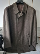 Herren Woll Mantel Gr 56 Schurwolle Dunkelgrün Braun