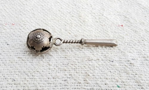 Antike silber baby rassel - baby,