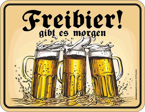 Bier freibier blechschild - bier,