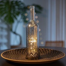 LED Leuchtflasche Flaschendeko Dekoflasche Antik Vintage Metall Licht Ornament