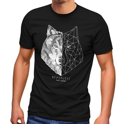 Herren shirt wolf polygon - herren,