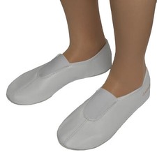 Gymnastikschuhe/Schläppchen mit Ledersohle weiß Extra breit  Gr. 22-46 