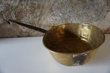 große alte Messing Stielkasserolle Kochtopf für Feuerstelle Ritter Larp Outdoor