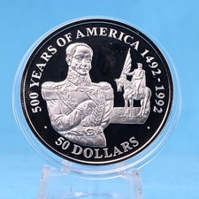 Cook Islands 50 $ 1990 Simon Bolivar 31,1 g Silber 925 proof