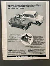 Fiat 500 Faltdach Viel mehr Frauen würden... 1969 Vintage Ad Werbung Reklame