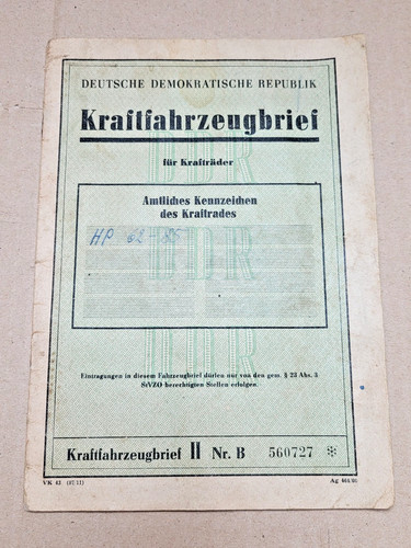 Kfz brief kraftfahrzeugbrief - kfz,
