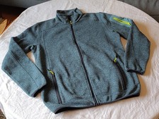 CMP Herren Strickfleecejacke Gr. 52 L Fleece Jacke blau-grau-grün Strickjacke