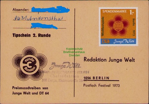 B25087 postkarte ddr 1973 - b25087,
