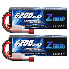 2x Zeee 7,4V 2S LiPo Akku T Stecker 60C 6200mAh für RC Auto Flugzeug Boot Heli
