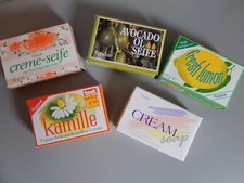 Konvolut Seife ca 1960 1970, 5 versch. Stück original, cream kamille lemon avoca
