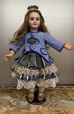 Altes Kleid und Mütze Dress Robe für 60cm antike Puppe Bru, Kestner