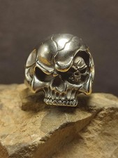 Edelstahl Herren Ring in Silber Gr 70 Totenkopf mega geiles Teil schwer Massiv