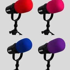 4 Stück Mikrofon Windschutz Universell, bunt, Schaumstoff, rot blau lila pink 