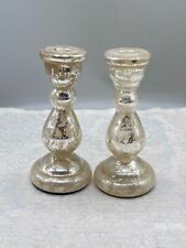 PAAR GROSSE KERZENHALTER KERZENLEUCHTER AUS GLAS BAUERNSILBER