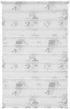 Klemmfix Doppelrollo Klemmrollo Duo Easyfix Rollo Blumen Muster grau-weiß 