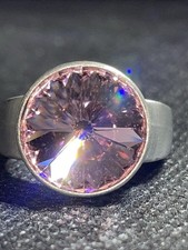 Ring,rund mit rosa Stein,RG 54, verstellbar, 9g, D.-1.5cm
