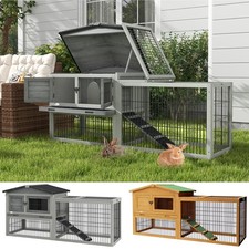 Pawhut Kaninchenstall Haustierhaus Outdoor Auslauf Design mit wasserfester Farbrampe