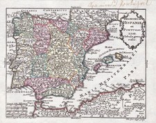 Espana Spain Spanien Portugal mapa map Karte Lotter Lobeck 1760