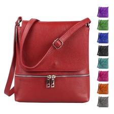 ITALY DAMEN LEDER TASCHE MESSENGER SCHULTERTASCHE CROSS OVER BAG Umhängetasche