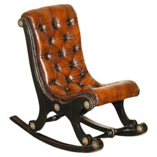 KOMPLETT RESTAURIERTER ANTIKER CHESTERFIELD SCHAUKELSTUHL VIKTORIANISCHES ÄSTHETISCHES UHRWERK